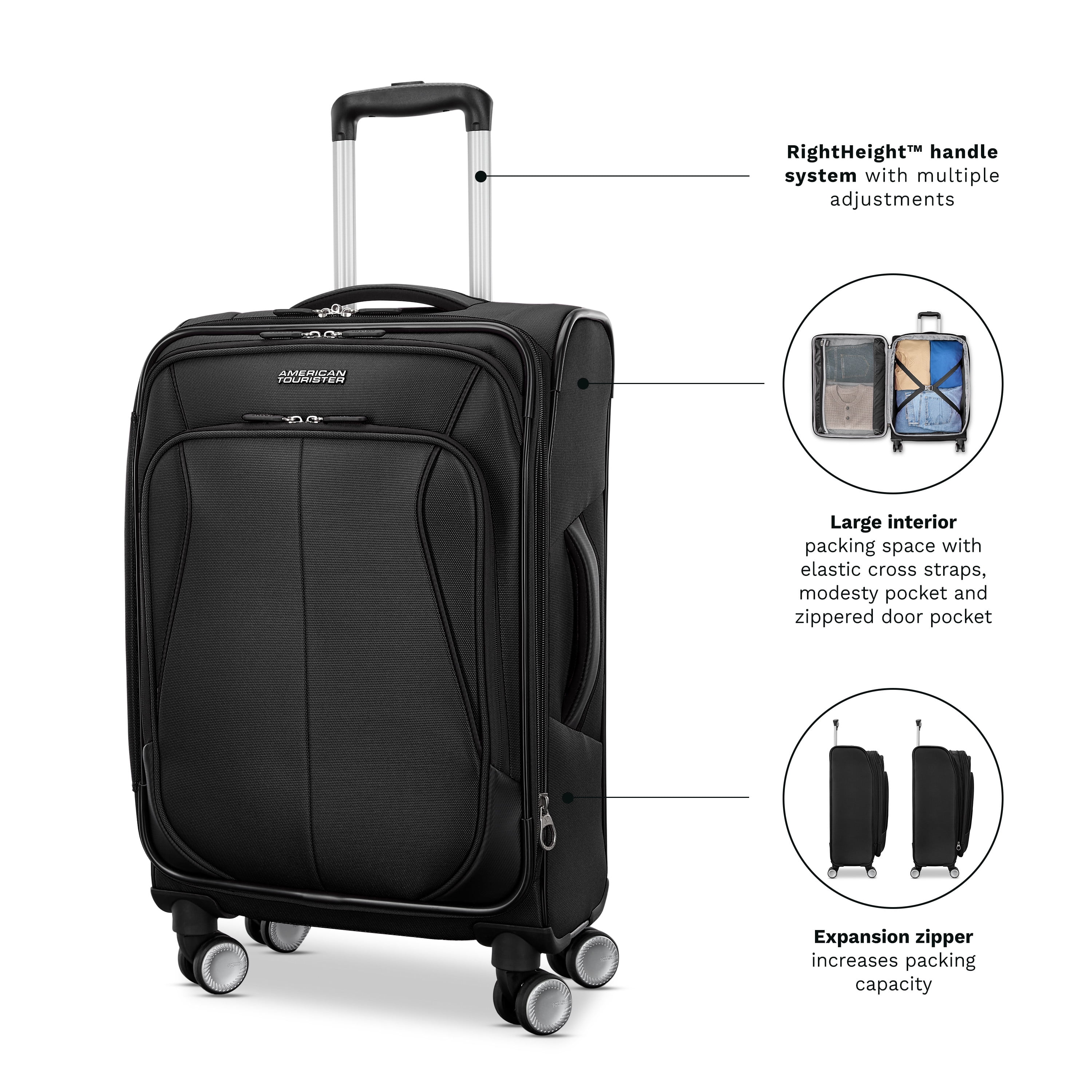 American Tourister 4 Kix 3.0 Softside Medium Checked Spinner Suitcase - Black