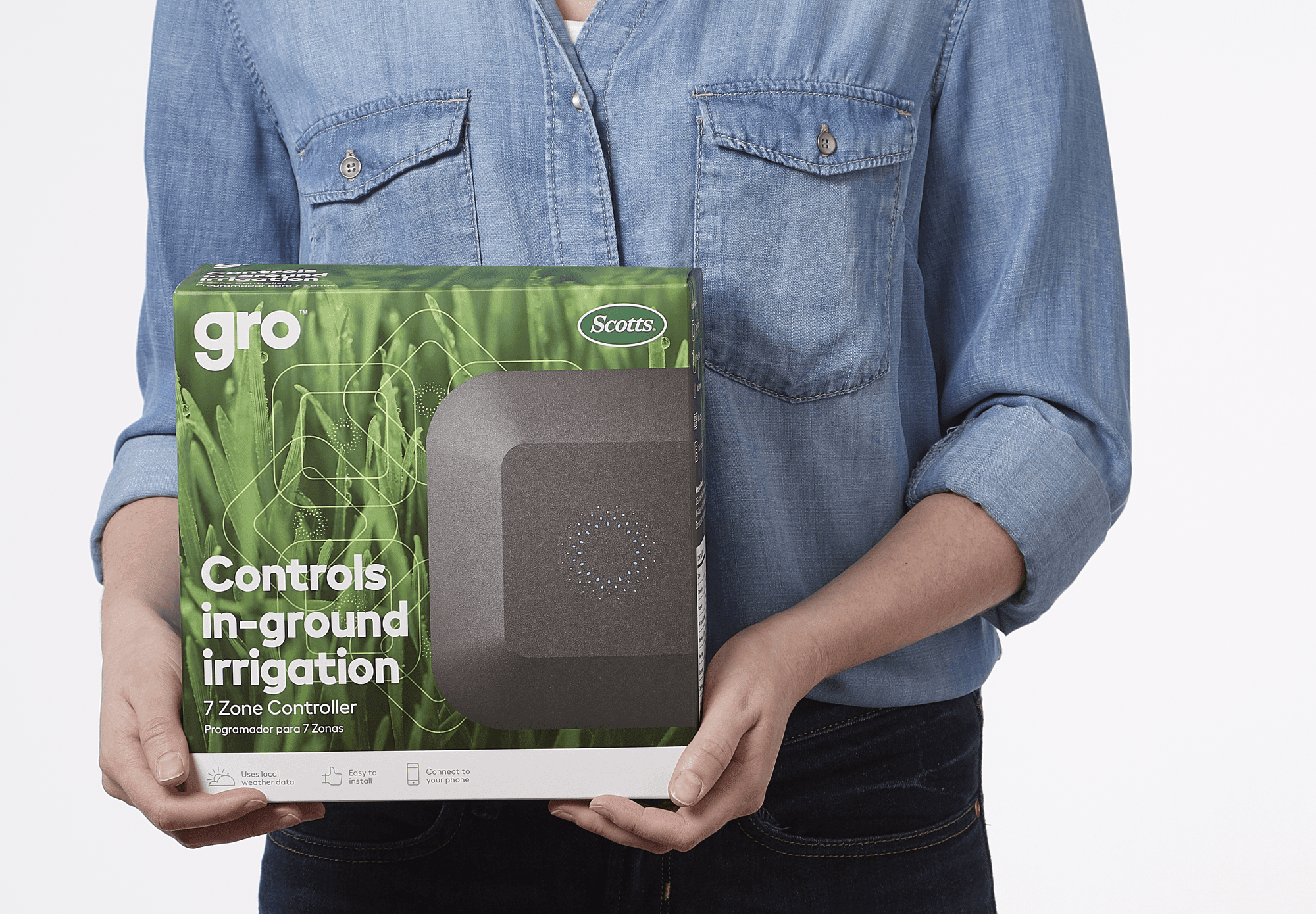Gro 7 Zone Controller from Scotts|Works With Alexa & Google Assistant|Easily Control Water For Up To 7 Zones|Uses Real Time Weather Data To Automatically Adjust Watering Schedule & Reduce Water Waste 
