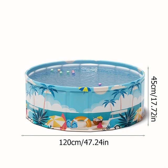 HLONK Inflatable-Look Pool - No Pump Needed Instant Setup & Foldable Storage - Heavy-Duty PVC Construction - Tropical Birthday/Backyard Party Pool - Holds 4-6 People - Indoor/Outdoor Use
