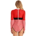 thumbnail image 6 of Eandarui Womens Christmas Bodysuit Xams Santa Jumpsuit Funny 3D Printed Long Sleeve One Piece Unitard Red Stripes S/M, 6 of 7