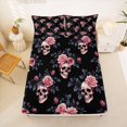 thumbnail image 5 of Homewish Gothic Halloween Skull Queen Sheets,Pink Rose Branch Print Queen Sheet Sets,Black Dusty Rose,4-Piece,1 Flat Sheet,1 Fitted Sheet and 2 Pillowcases, 5 of 6