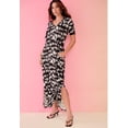 thumbnail image 3 of Roaman's Women's Plus Size Stretch Knit Short Sleeve Maxi Dress With Side Slit Detail, 3 of 3