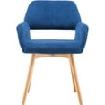 thumbnail image 4 of Desk Chair No Wheels Vanity Chair Comfy Accent Chair for Living Dining Room Bedroom Home Office Mid Century Modern Upholstered Armchair Sofa Chair (Blue, 1), 4 of 5