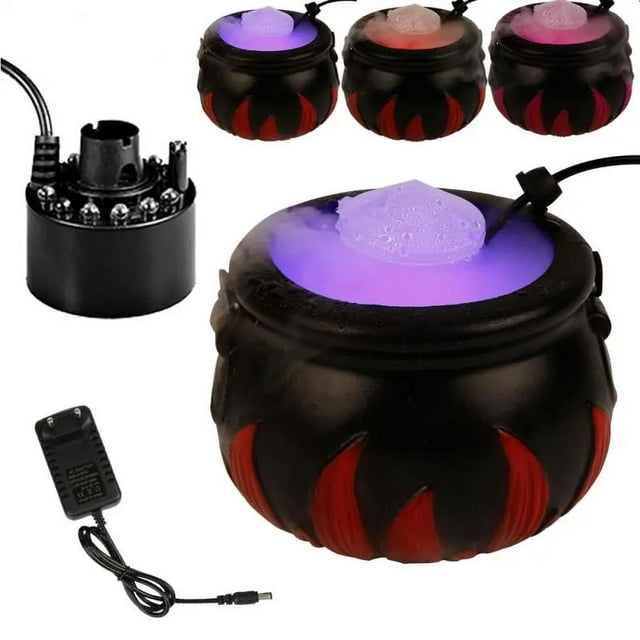 Halloween Mist Maker Fogger Water Fountain Fog Machine Color Changing Party Prop Halloween Smoke Machine Lighting Lights Effect