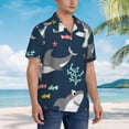 thumbnail image 6 of Uemuo Friendly Smiling Sharks Printed Regular Fit Short Sleeve Casual Hawaiian Shirt for Men,Aloha shirt,Tropical shirt,Floral print shirt,Vacation Beach shirt-Small, 6 of 9