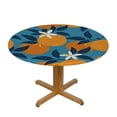 thumbnail image 3 of HAOXIT Orange Flowers Leaves Seamless Fitted Round Tablecloth Waterproof Table Cloth with Elastic Edge Wipe Clean Table Cover for Indoor Outdoor 38"-42, 3 of 8