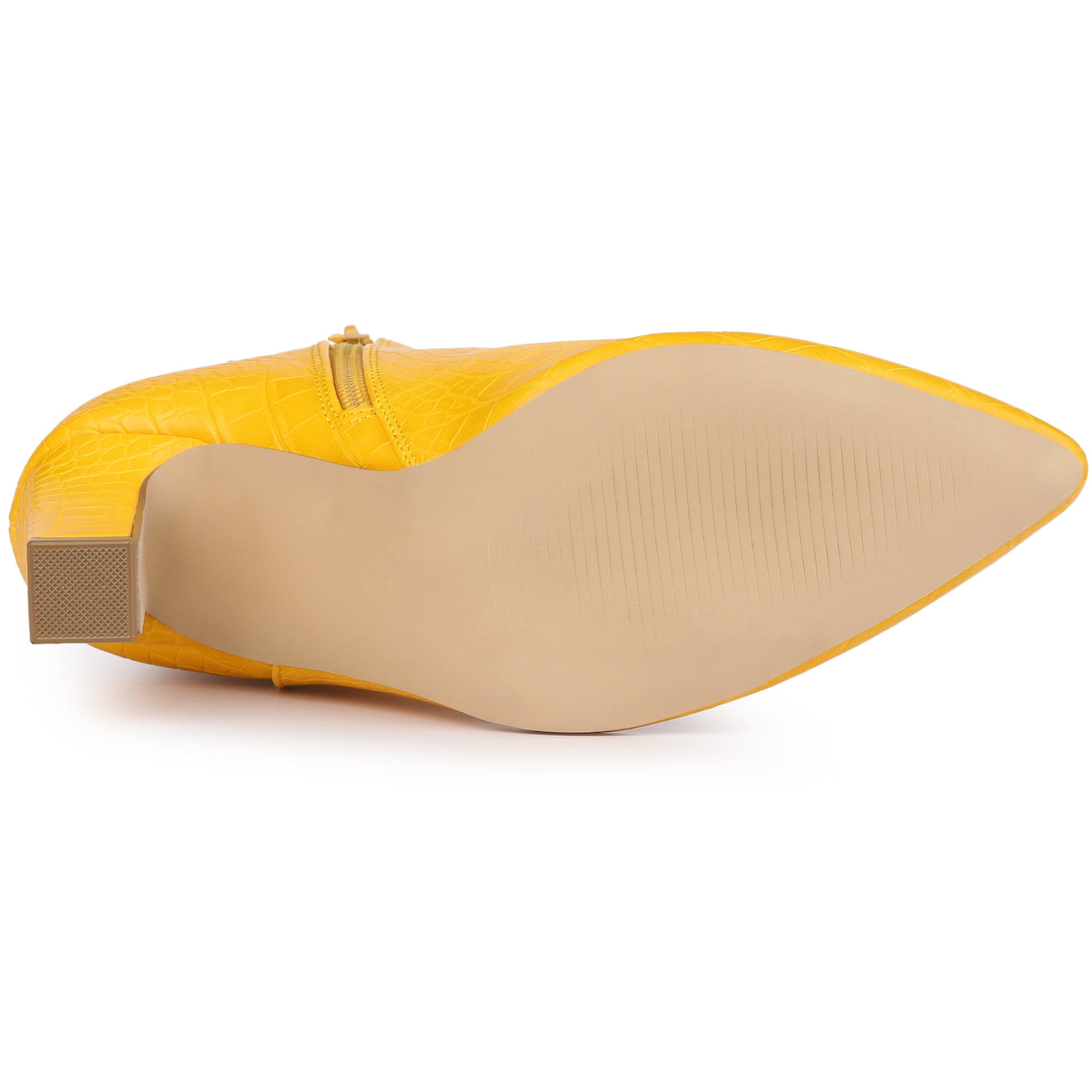 DARING DIVA Women's Pointy Toe Block High Heels Ankle Boots Yellow 11