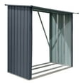 thumbnail image 4 of Gzxs Galvanized Steel Firewood Rack,Log Holder with Sloped Roof,Storage Shed w/Open Back,Backyard Garden Patio Porch for Shovels,Umbrellas,Antennas,Escalators, 85.5"L x 35.25"W x 60.75"H, Gray, 4 of 8