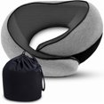 thumbnail image 5 of Almohada de viaje para el cuello, almohada de espuma viscoelástica pura para aviones, cómoda funda transpirable, soporte de 360 ​​grados, diseño ergonómico, ideal para dormir, avión, tren, viajes, 5 of 5