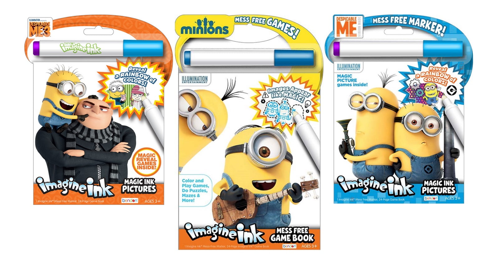 8 x Assorted Minion Gel Pens Pack School Art Stationery Colouring Despicable Me 