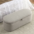 thumbnail image 5 of Teddy Upholstered Storage Ottoman Bench 45.5 inches Length, Bedroom Storage Furniture, End of Bed Stool with Safety Hinge-Gray, 5 of 9