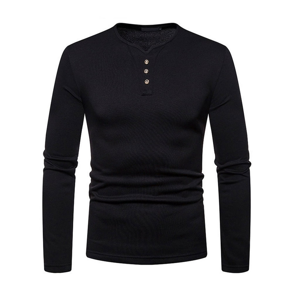 CVLIFE - Warm Winter Henley Long Sleeve Shirts for Men Fashion V Neck ...