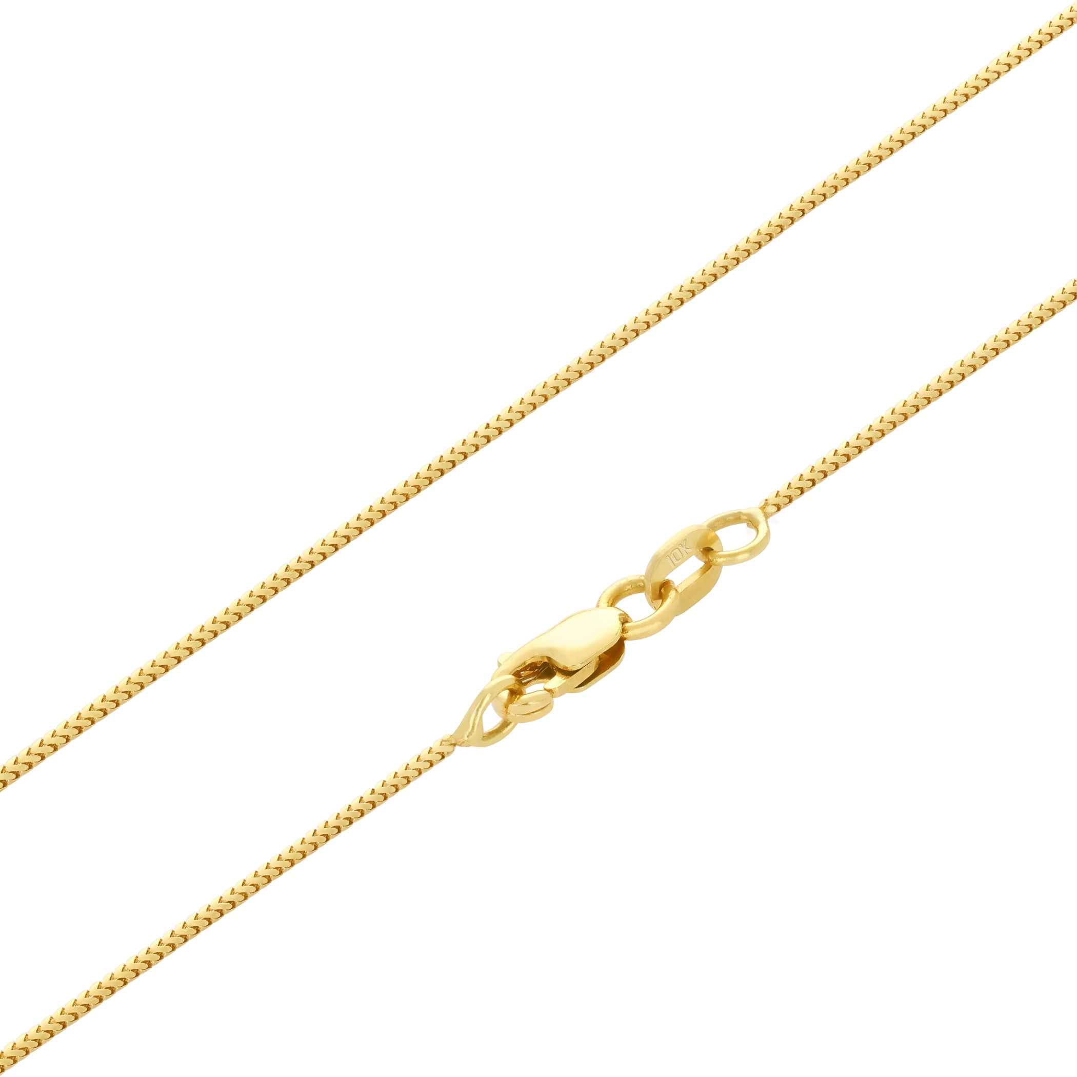 Nuragold 10k Real Yellow Gold Solid Franco Diamond Cut 0.6mm Spiga Wheat Chain Necklace (16"-24") Dainty Italian Jewelry for Women