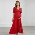 thumbnail image 7 of Women's Solid Short Sleeve Ruffle Maternity Sundress Evening Dress, 7 of 7