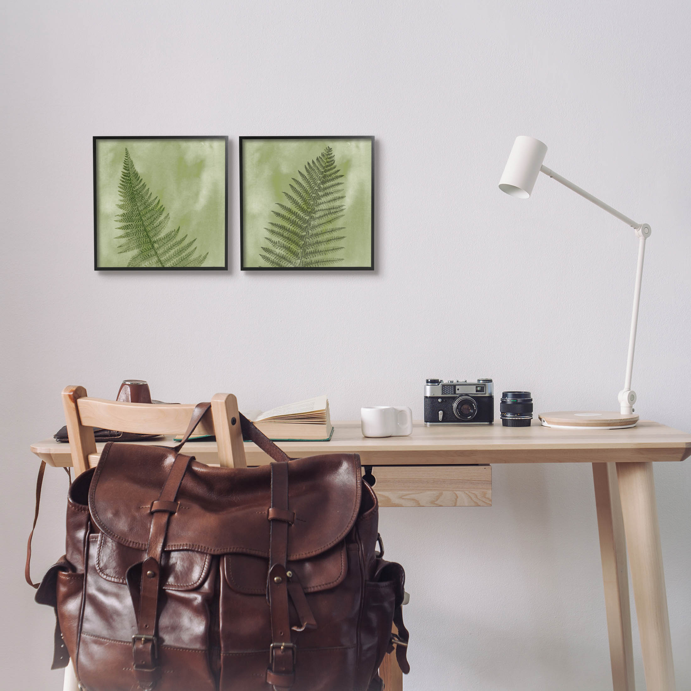 Fern Sprouts Forest Nature Leaves Botanical & Floral Graphic Art Black Framed Art Print Wall Art, Set of 2