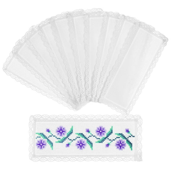 12pcs Cross Stitch Bookmark, Cross Stitch Kits Diy Bookmarks Lace Cross Stitch Book Markers Unfinished Bookmarks White Embroidery Commemorate Polyester