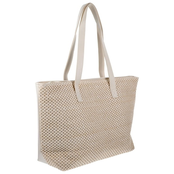 Milisten Women Straw Tote Bag Beige 1Pack 15.9X10In