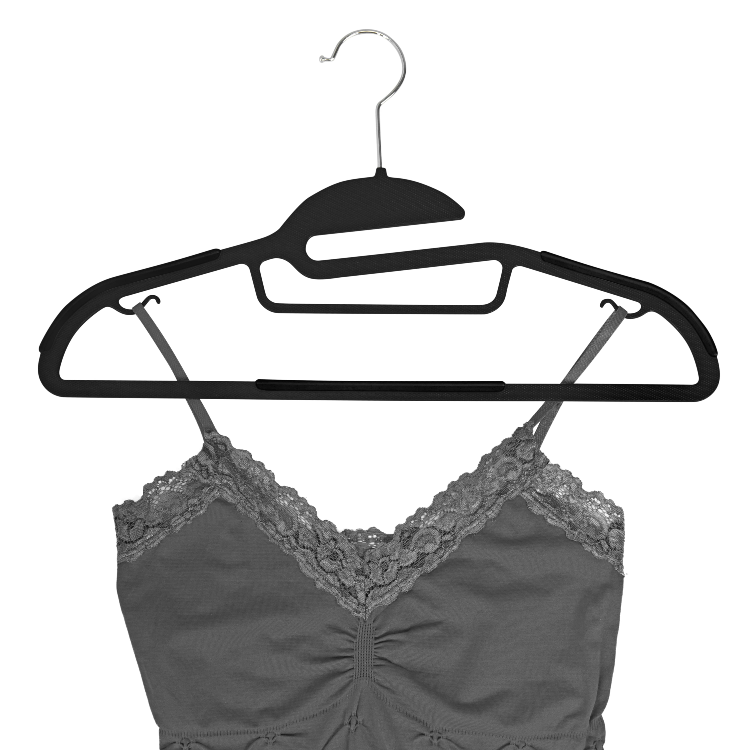 Simplify 64 Pack Plastic Ultimate Shirt Hanger in Black
