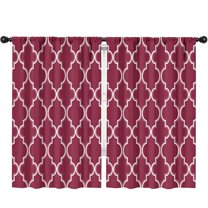 Blackout Kids Curtains,Burgundy Geometric Quatrefoil Pattern Childrens Insulated Curtains Set Of 2,Bedroom Essentials,Toddler Room Decor 52x84in(132x213cm)