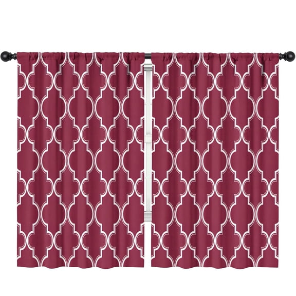 Blackout Kids Curtains,Burgundy Geometric Quatrefoil Pattern Childrens Insulated Curtains Set Of 2,Bedroom Essentials,Toddler Room Decor 52x84in(132x213cm)