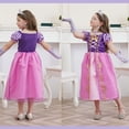 thumbnail image 4 of Jurebecia Girls Princess Costume, Floral Puffy Dress for Halloween Cosplay, Kids Birthday Party Dress with Accessories 6(4-5Years), 4 of 12