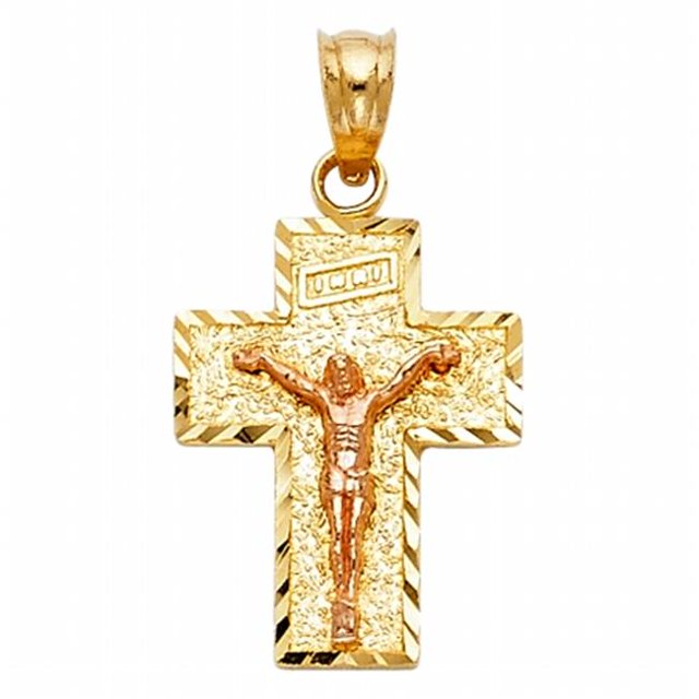 Jewelry 14k Two-tone Gold Crucifix Religious Pendant