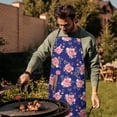 thumbnail image 4 of Pioneer Flower Floral Print Pattern Cotton Linen Apron with Pockets, Waterproof Adjustable, 33x27 Inch for Kitchen, Gardening, BBQ, Salon, 4 of 6