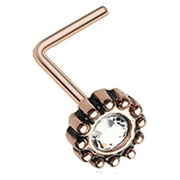 Rose Gold Aira Filigree Sparkle Icon L-Shaped Nose Ring