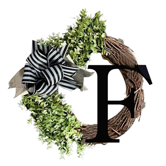 2 Packs 26 Last Name Letters All Year Round Wreaths, For Front Doors, Spring, Fall, Suitable for Wedding Decorations, Home Porches, Farmhouses, Yards, Garden Decorations, Gifts