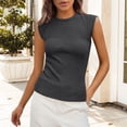 thumbnail image 2 of JFGHDG Women's Crewneck Cap Sleeve Sleeveless Ribbed Knit Slim Fit Casual Summer Tank Tops Dark Gray XL, 2 of 6