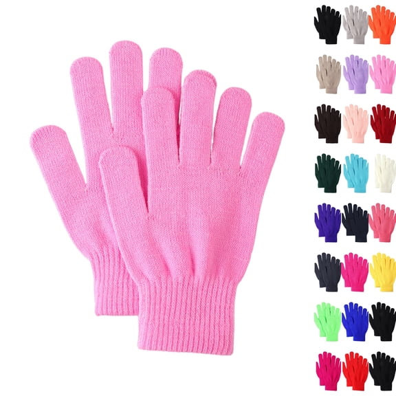 Winter Magic Gloves Stretchy Warm Knit Gloves with Mesh Storage Bag for Men or Women Vermilion