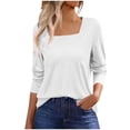 thumbnail image 3 of TaTaai 2026 Fall Women’s Square Neck Crochet Tee Long Sleeve Loose Blouse Casual Solid Color Fashion Top Dots Polyester Daily Shirt Gift, 3 of 9