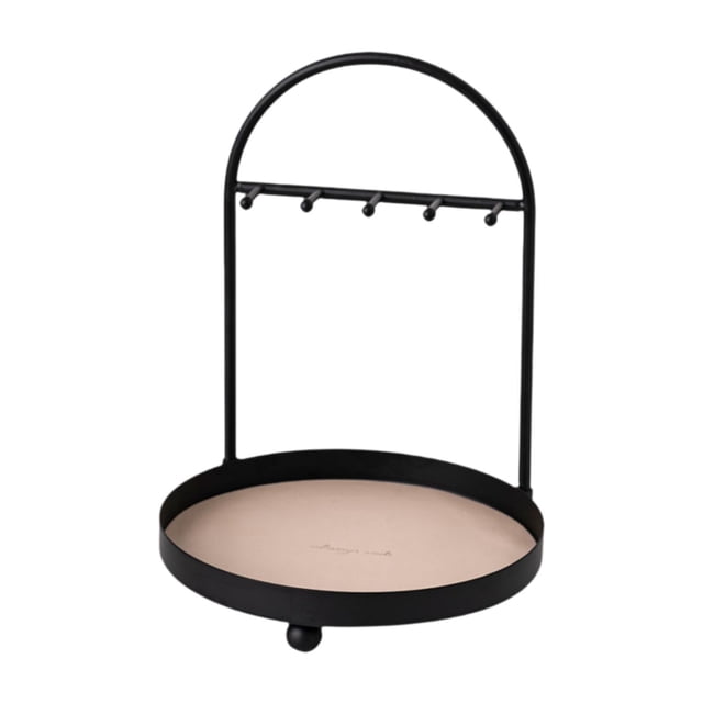 Organizador de joyas de escritorio con 5 ganchos para llaves, soporte para anillos, collares, gemelos, llaves y pendientes. Beige