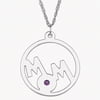 Personalized Planet Birthstone Sterling Silver Mom Circle Pendant, 20"
