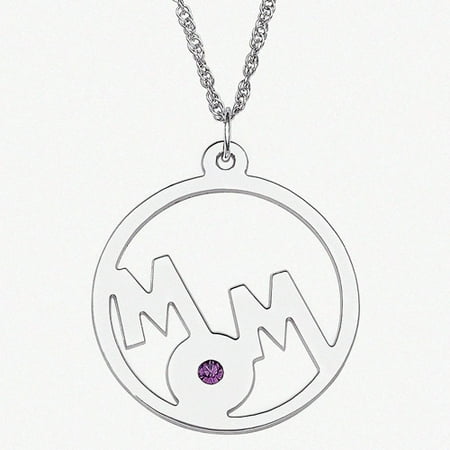 Personalized Planet Birthstone Sterling Silver Mom Circle Pendant, 20"