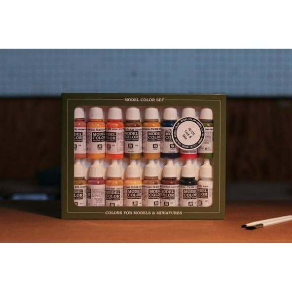 Acrylicos Vallejo VJP70125 17 ml Face & Skin Tones Model Color Paint Set - Set of 16