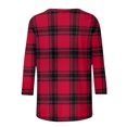 thumbnail image 6 of Aboser 3/4 Sleeve Womens Christmas Shirts Trendy Red and Green Plaid Graphic Tees Going Out Tops for Women Holiday Party Shirt Casual Round Neck Blouse, 6 of 7