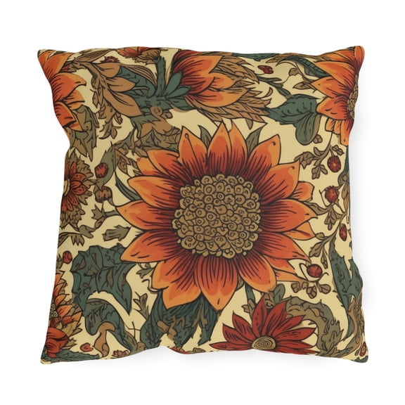 Outdoor Pillow In Sunflower Pattern