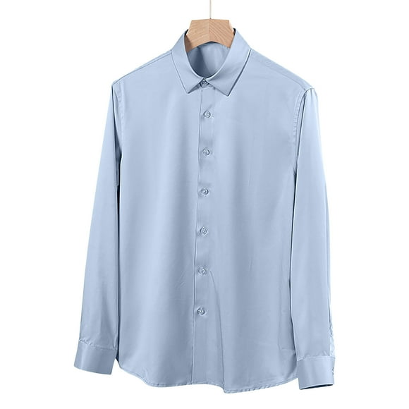 Mens Button Shirt Lightweight Dress Shirts for Men Mens Church Shirts Mens Dressy Tee Shirts, Light Blue, M