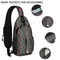 thumbnail image 2 of Sling Backpack,Dark Christmas Tree and Gift Pattern Crossbody Bag with Water Bottle Holder,Waterproof Sling Bag for Men/Women with Chest Phone Holder for Hiking,Travel, 2 of 6