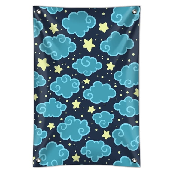 Nighttime Sky with Clouds and Stars Pattern Home Business Office Sign