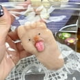 thumbnail image 3 of Tongue-Out Feet Squishy Fidget Toys for Adults Flocked Foot-Shaped Sensory Gadget Soft Tactile Office Desk Accessory Rebound Pressure Relief 1 Pack, 3 of 3