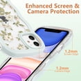 thumbnail image 3 of Floral Case for iPhone 11 6.1 inch,Cute Curly Wave Frame Shape Case with Green Leaf Flower Pattern for Women Girls, Clear Soft Slim Shockproof Phone Case for iPhone 11, Green, 3 of 18