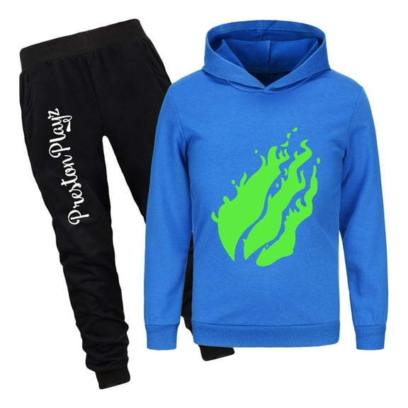 Preston Playz 2pc Hoodie Set for Boys Girls Flame Pullover and Jogger Pants Outfit Kids Game Tracksuit Gift