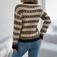thumbnail image 5 of Women's Striped Top Crewneck Color Bands Long Sleeve Knit Pullover Sweater Black L, 5 of 7
