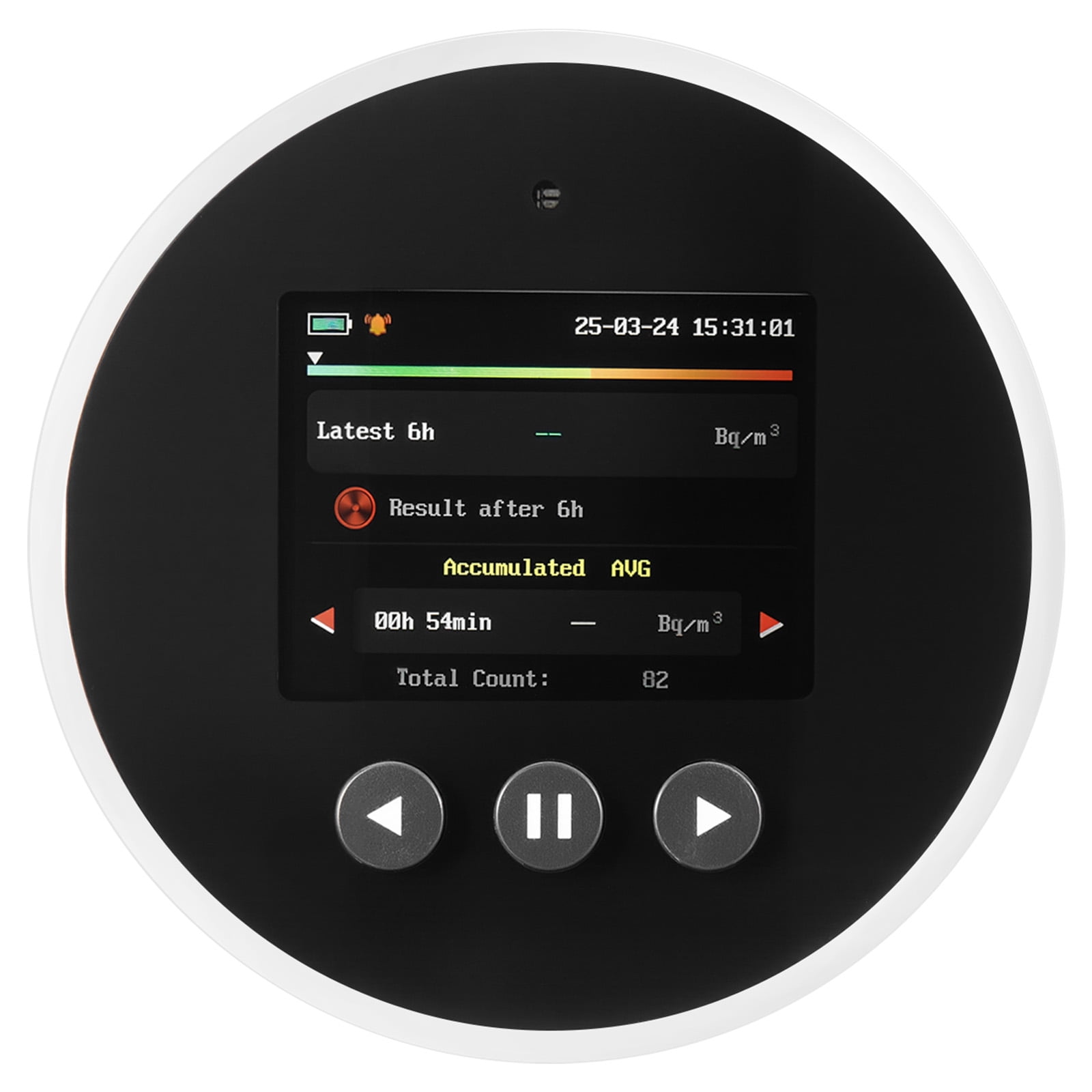 KFFKFF Home Radon Detector, 3.3Bq to 37kBq/m³,  Battery Powered Radon & Air Quality Monitor, Color Screen, Extended Radon Level Tracking, Rechargeable or Wired Option