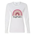 thumbnail image 3 of Waymaker Rainbow Inspirational/Christian Womens Graphic Long Sleeve T-Shirt, White, Medium, 3 of 5