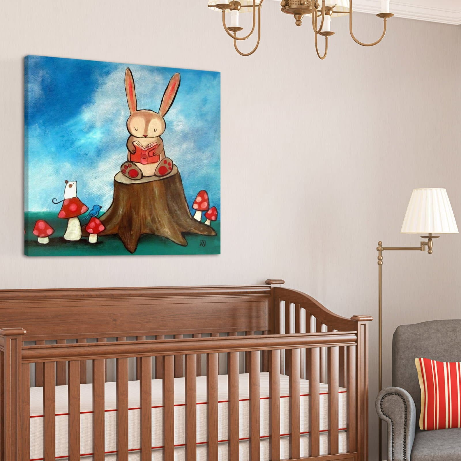 Marmont Hill "Bunny Story" by Andrea Doss Painting Print on Wrapped Canvas