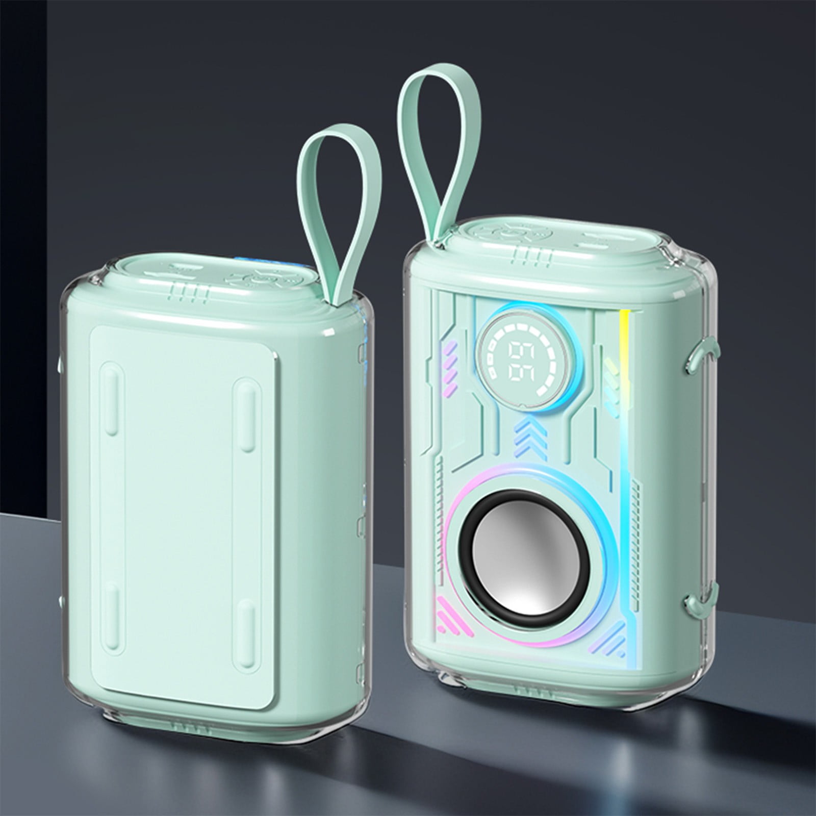 Mini Transparent Bluetooth Speaker with RGB Lights, Wireless Portable Speaker with Battery Display, Bluetooth 5.3, HD Sound, TWS, Type-C, Hanging Strap for Outdoor, Camping, Travel, Picnic