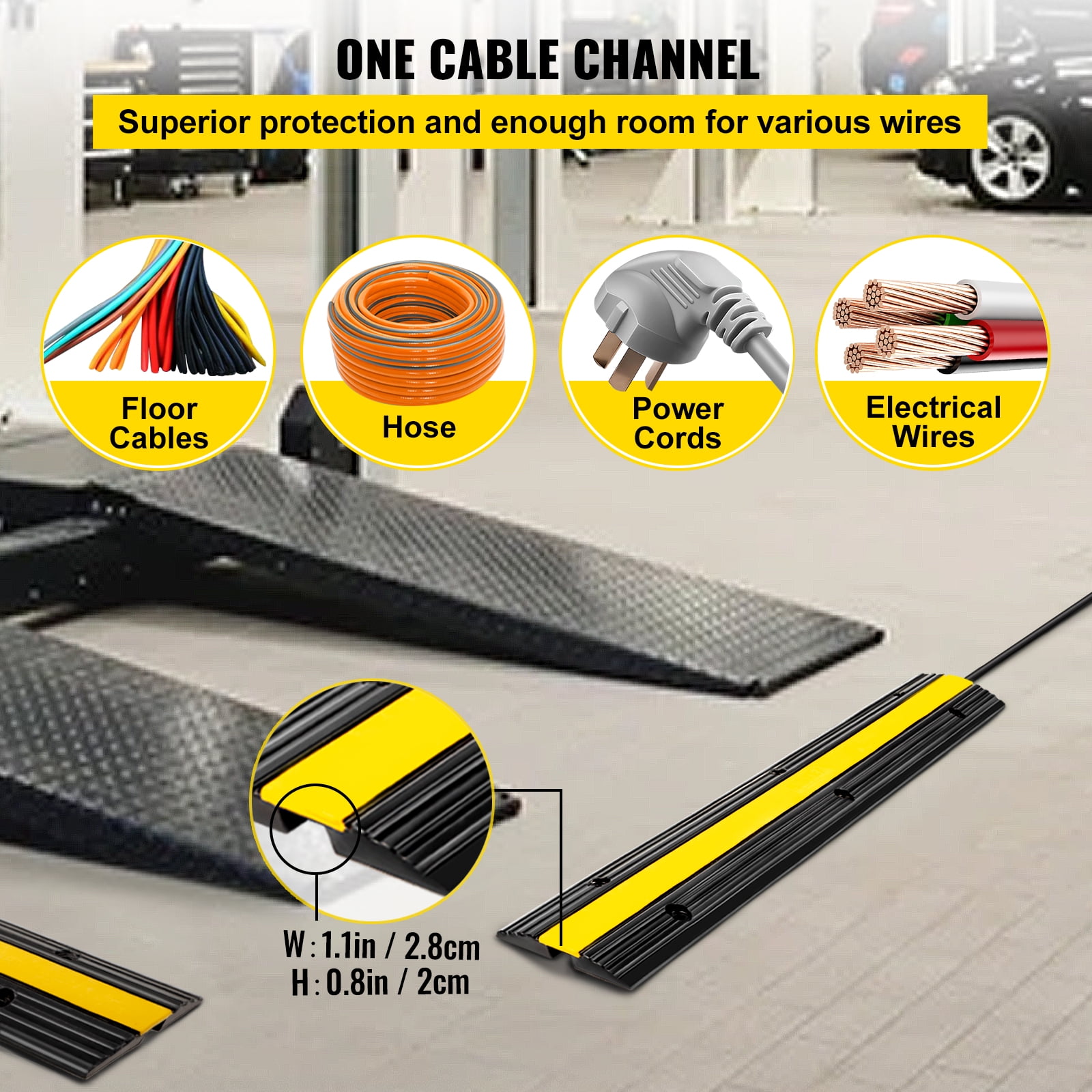 menigte Besparing Prime VEVOR 4 Pack of 1-Channel Driveway Rubber Speed Bumps Heavy Duty 22046 LBS  Load Capacity Wire Cord Cover Speed Bump Driveway Hose Cable Ramp  Protective, Black and Yellow - Walmart.com